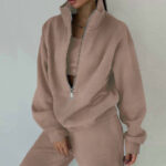 Women's Fashion Fleece Solid Color Sports Casual Suit - Image 6