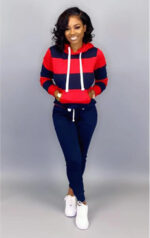 Women's Clothing Sweater Stitching Hooded Casual Sports Suit - Image 2