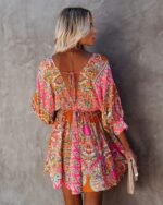 Amazon Ebay Sexy V-neck Waist Print Dress - Image 3