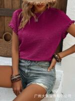 Women's Knitwear Casual Top Round Neck T-shirt - Image 8