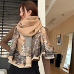 Vintage Plum Scarf Women's Artificial Cashmere Thickened Double-sided Student Shawl - Image 9