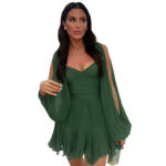 Women's Solid Color Slim Fit Short Dress - Image 5