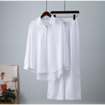 European And American Ins Style Solid Color Leisure Fashion Long Sleeve Blouse And Pants - Image 6