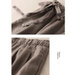 High Waist Side Lace-up Retro Art Elastic-waist Casual Pants For Women - Image 3