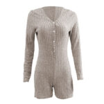 Casual Slim Women Rib Knitted Jumpsuit - Image 4