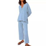 European And American Solid Color Fashion Loose Leisure Suit Two-piece Set - Image 2