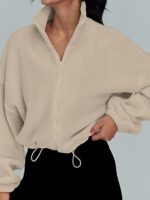 Women's Polar Fleece Sports Velvet Stand Collar Zipper Jacket - Image 7