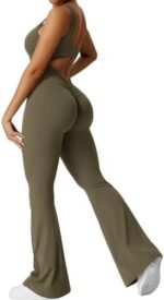 Women Sleeveless Flare Jumpsuits Fitness Yoga Long Pants - Image 7