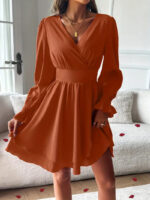Women's Double-layer Skirt V-neck Tight Waist Dress - Image 9