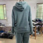 Fleece-lined Hooded Long Sleeve Dimensional Patch Pocket Casual Trousers Solid Color Suit - Image 5