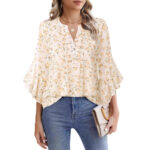 Lotus Leaf 34 Sleeve Top Solid Color Fashion - Image 6