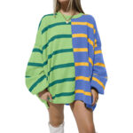 Striped Knitted Long-sleeved Sweater For Women - Image 7