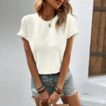 Women's Knitwear Casual Top Round Neck T-shirt - Image 4