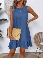 Summer Ruffle Dress Fashion Loose Sleeveless Straight Beach Dresses For Women - Image 7