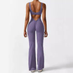 Women Sleeveless Flare Jumpsuits Fitness Yoga Long Pants - Image 6