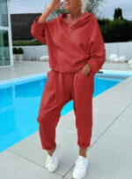 Women's Solid Color Hooded Sweatshirt Two-piece Set - Image 10