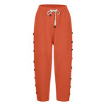 Casual Patchwork Button Cropped Pants For Women - Image 9