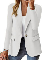 Polyester Autumn Long Sleeve Solid Color Cardigan Small Suit Jacket For Women - Image 7