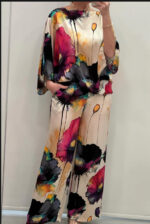Indian Casual Round Neck Printed Satin Suit - Image 6