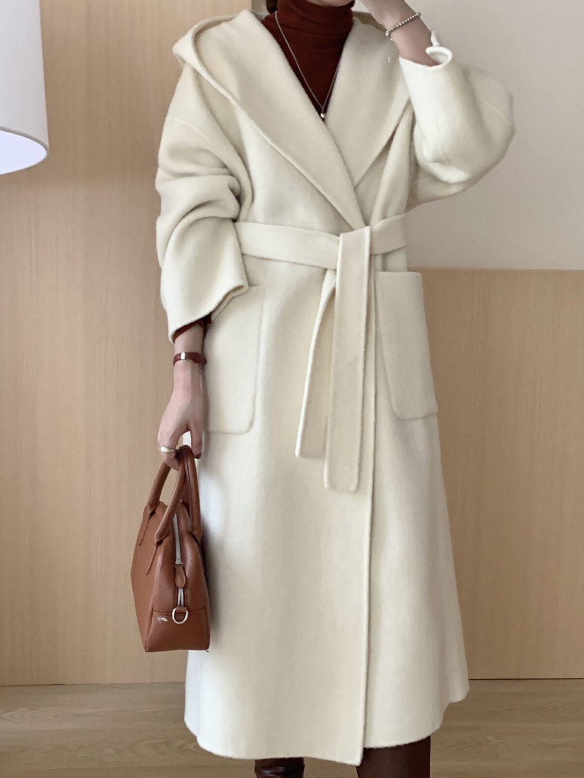 Women’s Hooded Wool Overcoat - Image 10