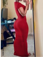 Women SpringSummer Casual Solid Color Bodycon Dress - Image 3