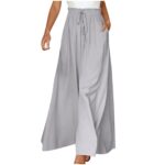 Women's Fashion Wide Leg Elastic Waistband Wide Leg High Waist Long Dress Pants - Image 7