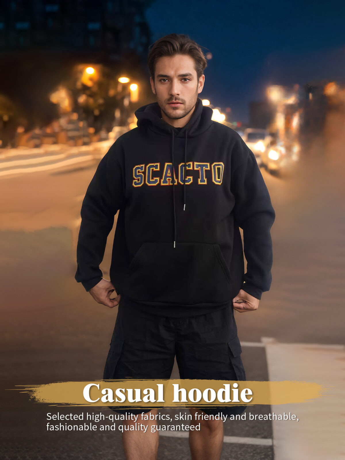 Fashionable Solid Color Long Sleeved Printed Hoodie For Both Men And Women - Image 1