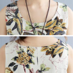 Printed Cotton Linen Round Neck Sleeveless Dress Women's - Image 7