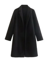 Women's Casual Woolen Lapel Non-buckle Overcoat Coat - Image 4