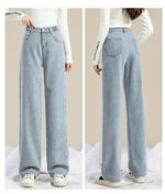 Fashion Simple Casual High Waist Plus Velvet Jeans - Image 4