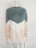 Women's Tricolor Inlaid Patchwork Knitted Sweater - Image 6