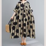 Literary Fat MM Large Size Loose Print Short Sleeve Dress - Image 2