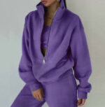 Women's Fashion Fleece Solid Color Sports Casual Suit - Image 9