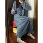 Winter Coral Fleece Sleepwear Women's Nightgown Long Night Dress Pajamas With Pockets Thickened Jacquard Dress Warm Home Clothes - Image 7