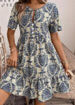 Unity Tied Leisure Vacation Dress With Doll Floral Pattern - Image 4