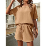 Short Sleeve Suit Women's Western Style Batwing Shirt Fashion Shorts Two-piece Set - Image 10