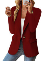 Polyester Autumn Long Sleeve Solid Color Cardigan Small Suit Jacket For Women - Image 5