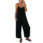 Women's Fashion Solid Color Pocket Loose Casual Sling Jumpsuit - Image 4