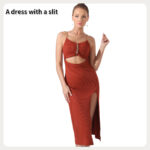 Women's Pure Color Halter Sleeveless Split Dress - Image 6