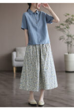 Artistic Floral Washed Cotton Sweet Neighbor's Beautiful Printed Skirt - Image 10