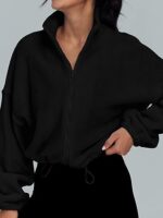 Women's Polar Fleece Sports Velvet Stand Collar Zipper Jacket - Image 3