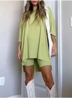 Women's Clothing Fashion Solid Color Loose T-shirt Tight Shorts Women - Image 10