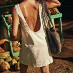 Women's Cotton Linen Vest Backless Solid Color Mini Dress - Image 3