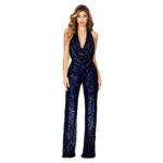 Summer Women's Sleeveless Halter Sequined Jumpsuit - Image 6