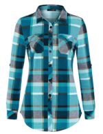 Plaid Pouch Button Cuff Comfort And Casual Printed Women's Shirt - Image 10