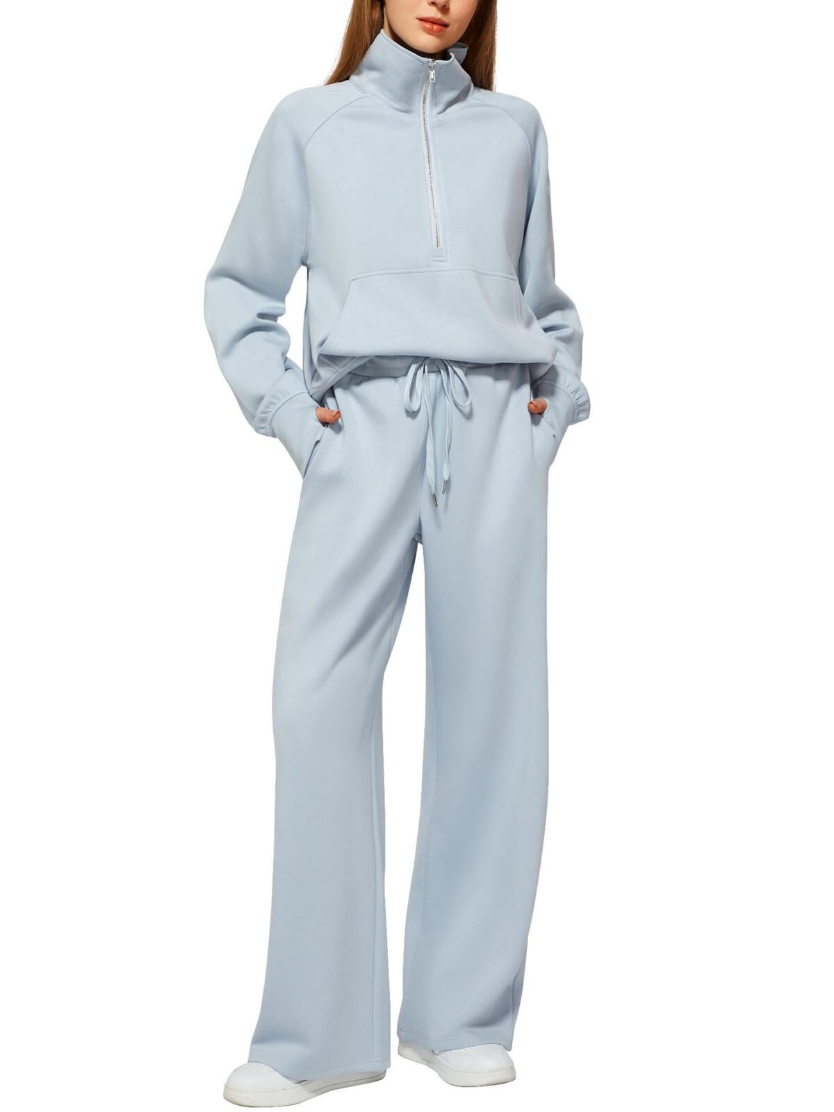 Solid Color Long-sleeved Sweater Trousers Suit Women's Suit - Image 9