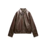 Women's Loose Lapels Leather Coat - Image 3