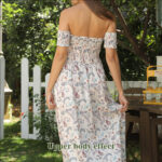Women's Off Shoulder Strapless Floral Dress - Image 5