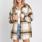 Women's Plaid Buckle Jacket Casual Fashion Long Sleeve Coat - Image 4