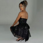 Tube Top Lace Dress With Back Bow-knot Summer Fashion Temperament Mesh Stitching Off-neck Short Skirt - Image 6